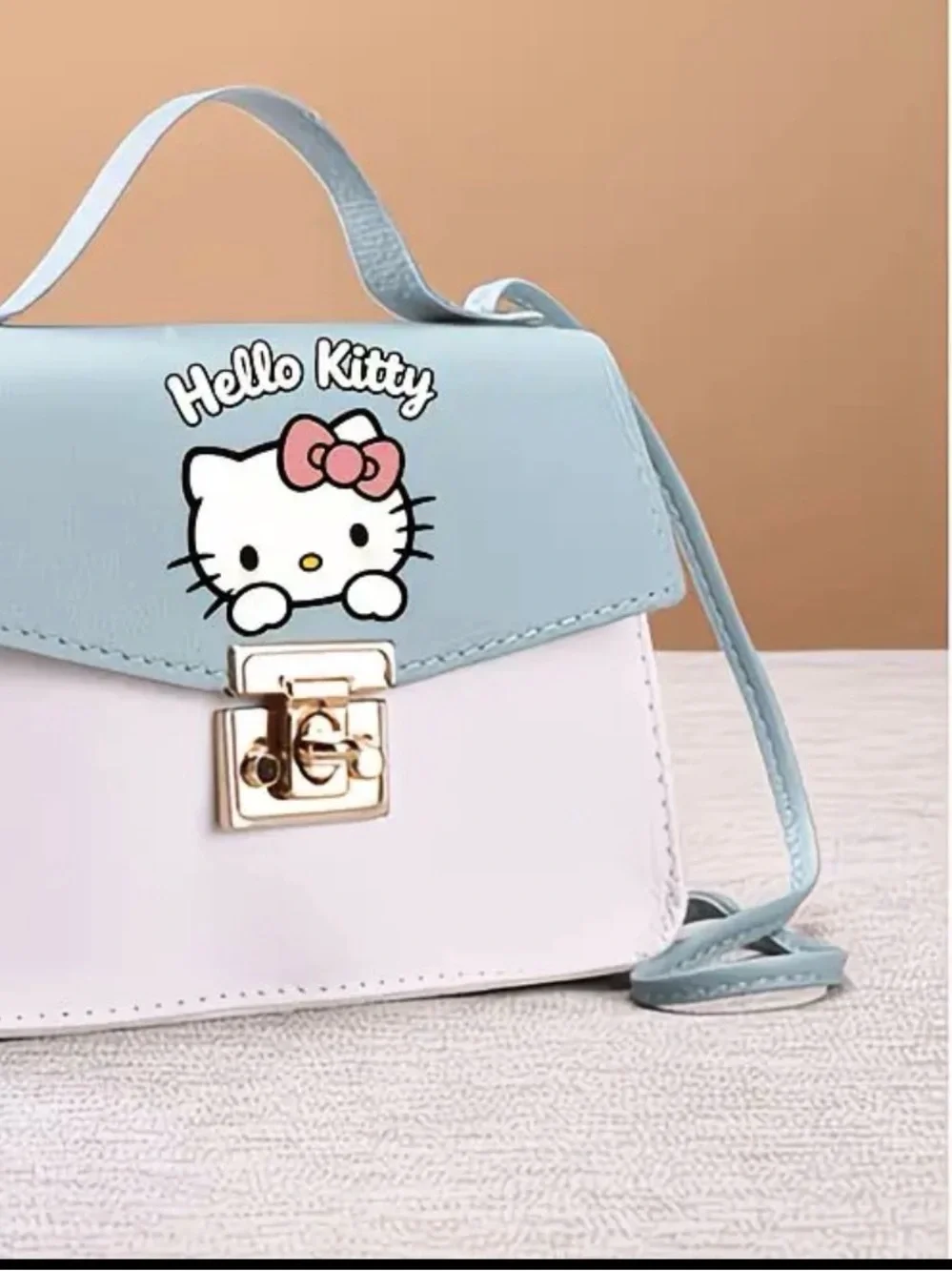 Hello Kitty Light Blue & White Kids Shoulder Bag with Pink Bow Accent